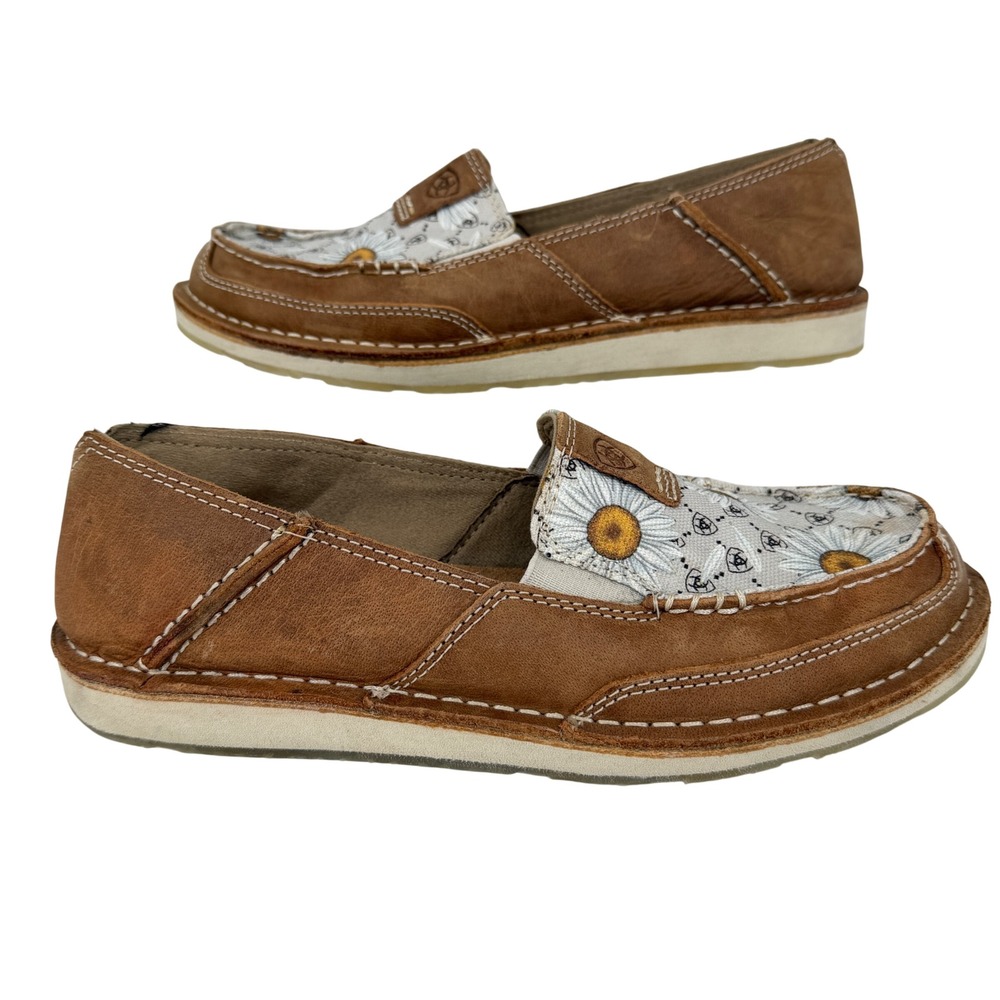 Ariat Cruiser Slip On Shoes Womens 8.5 Brown Leather Daisy Floral 10046915